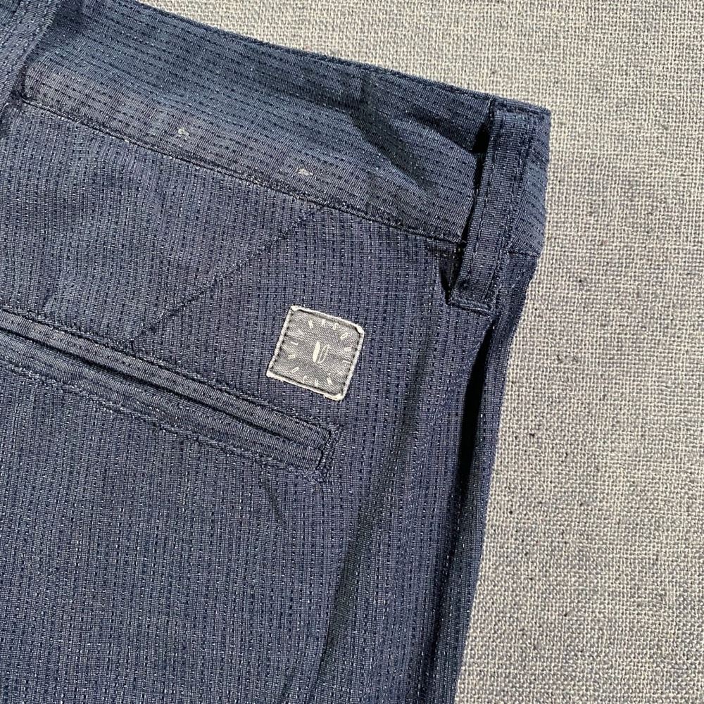 LinkSoul Mens Shorts Size 35 Navy Blue Striped Flat Front Casual Golf Chino